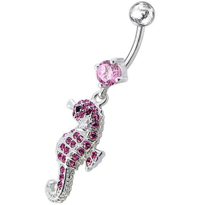 Jeweled Sea Horse Dangling Belly Ring