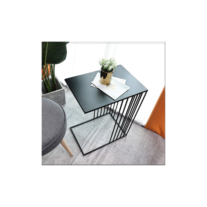 Metal Side Table - SLENDER: 45x30x59cm, Iron + Glass, Black - High Quality, Fast Shipping