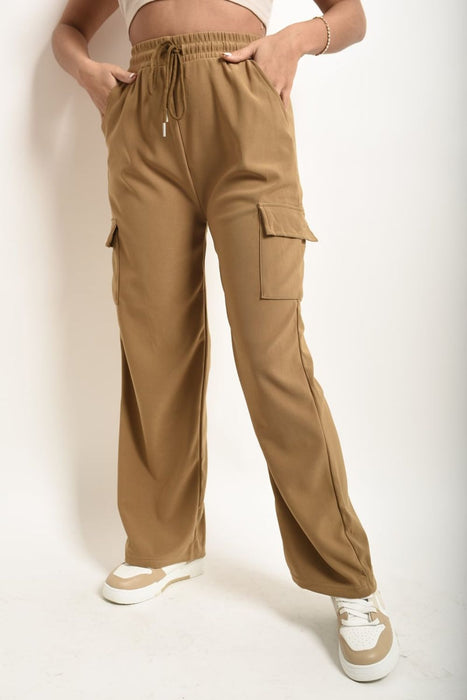 Stylish Wide Leg Trouser with Drawstring Waist & Flap Pockets