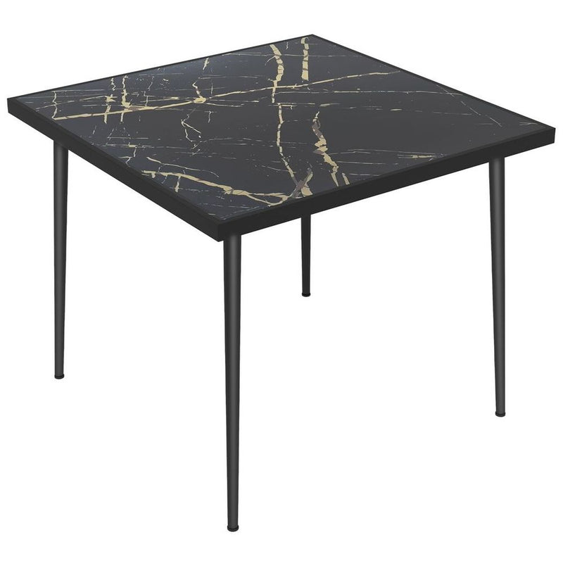 Premium Outsunny Outdoor Dining Table - Seats 4, Tempered Glass Top, Elegant Marble Effect - Black