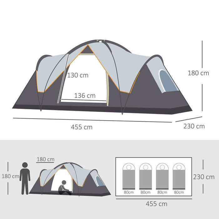 Outsunny Outdoor  Camping Tent For 5-6 W/ Bag, Fibreglass & Steel Frame