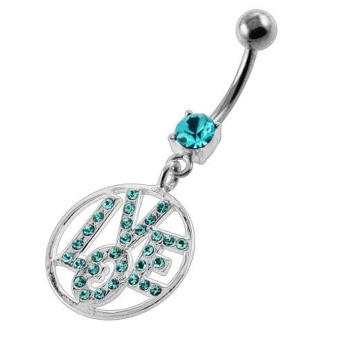 Jeweled Word LOVE Navel Belly Button Piercing