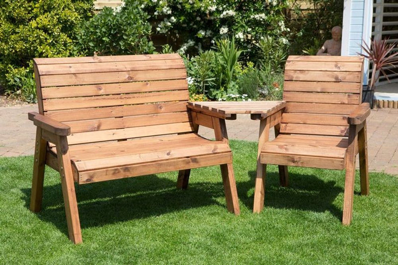Charles Taylor Three Seater Companion Set with Angled Tray - Handcrafted in Britain, Rustproof, Rot Free - 10 Year Guarantee