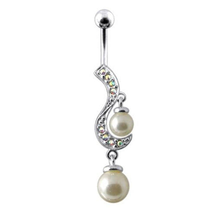 Fancy Centered PEARL Jeweled Dangling Navel Body Ring