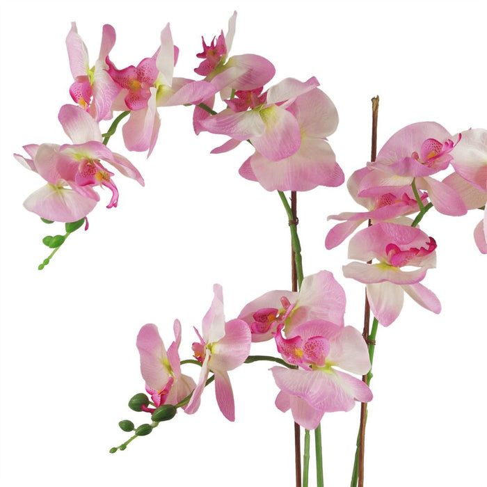 Captivating 65cm Artificial Orchid - Light Pink in Glazed Planter