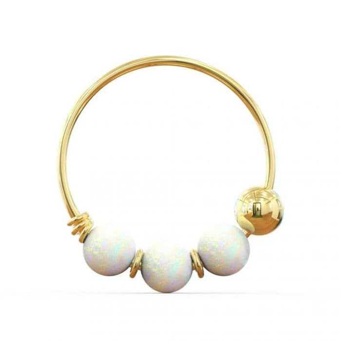 14ct Yellow Gold Opal Stones Hoop Nose Ring