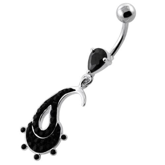 Multi Jeweled Hanging Fish Navel Belly Ring