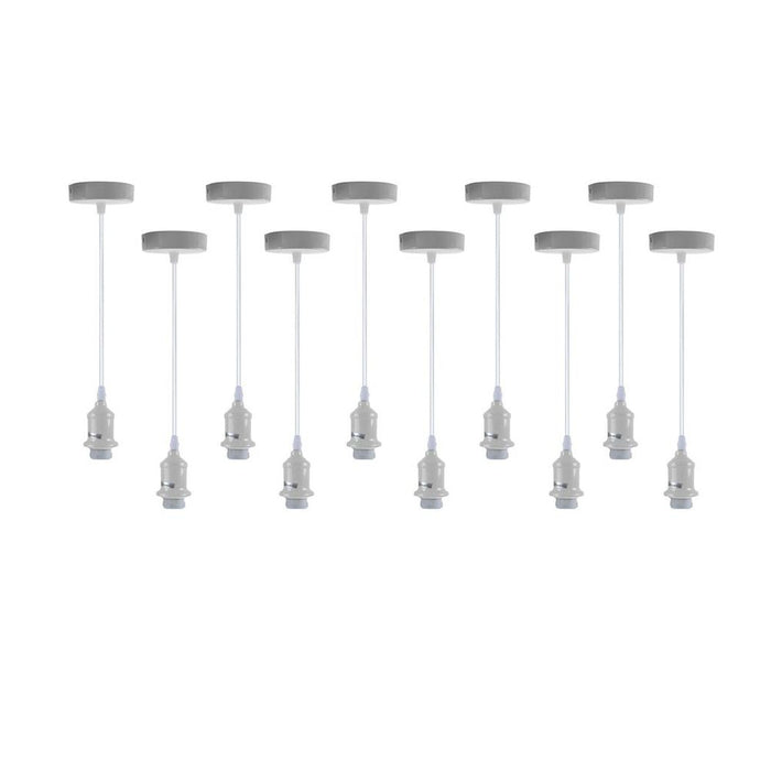 10 Pack Industrial Pendant Light Fitting, lampshade addable E27 Lamp Holder Fitting Set with PVC Cable