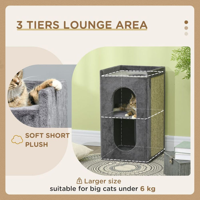 Premium 81cm Cat Scratching Barrel with Two Houses - Perfect for Indoor Cats - Quality Grey Design