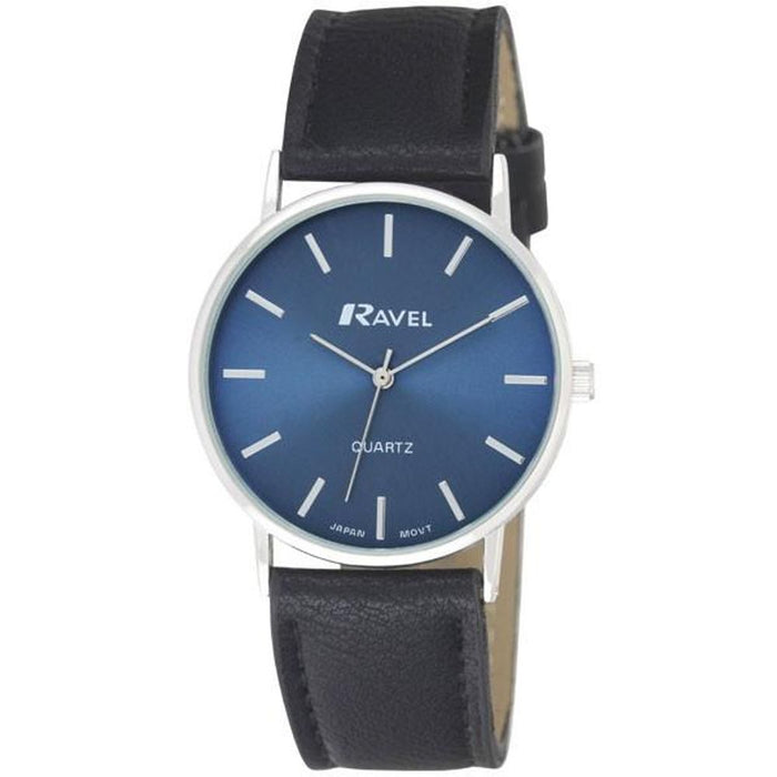 Ravel Mens Classic Strap Watch Black / Silver / Blue - R0129.06.1