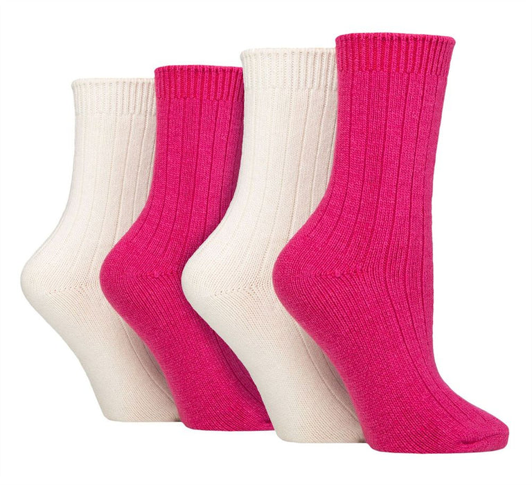 Wildfeet - Ladies 4 Pair Multi Pack Cashmere Bed Socks