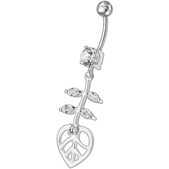 Fancy Heart Jeweled Dangling Navel Ring