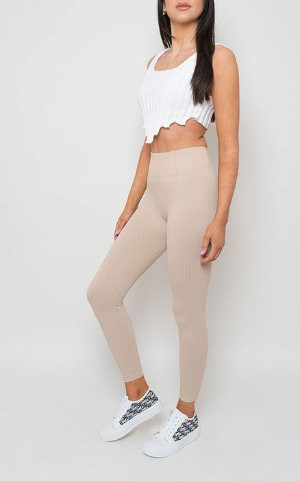 Super Soft Lightweight Rib High Waisted Leggings - Curvy Fit