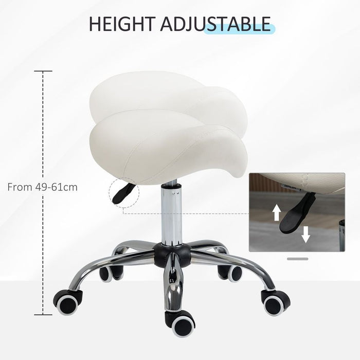 Saddle Stool Rolling Faux Leather Height Adjust Mobility Chair