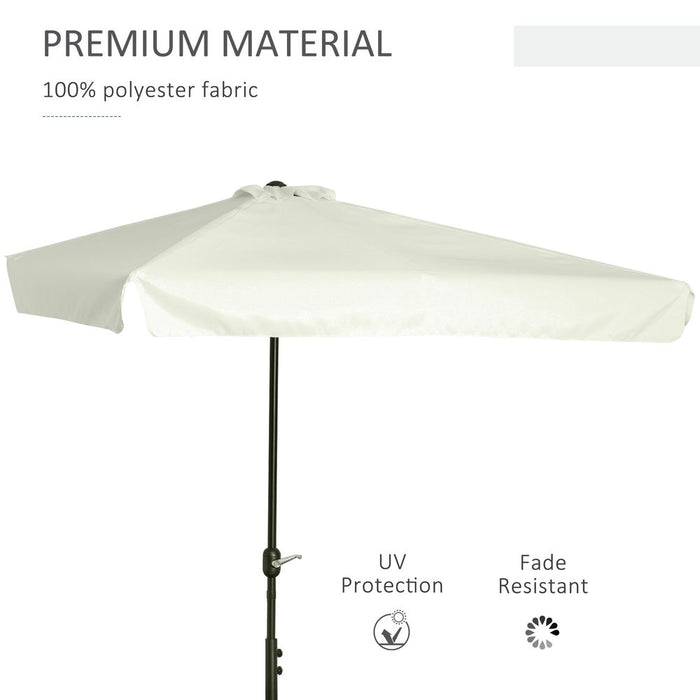 Premium 2.3m Half Round Sun Umbrella Metal w/ Crank - Off-White, Outdoor Patio Parasol