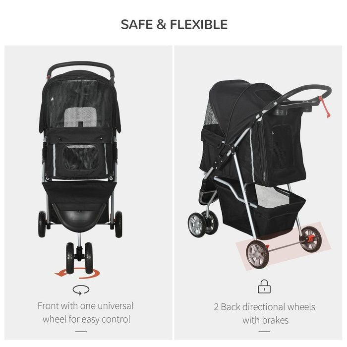 Premium 3-Wheel Pet Stroller: Stylish, Safe, and Versatile for Cats and Puppies