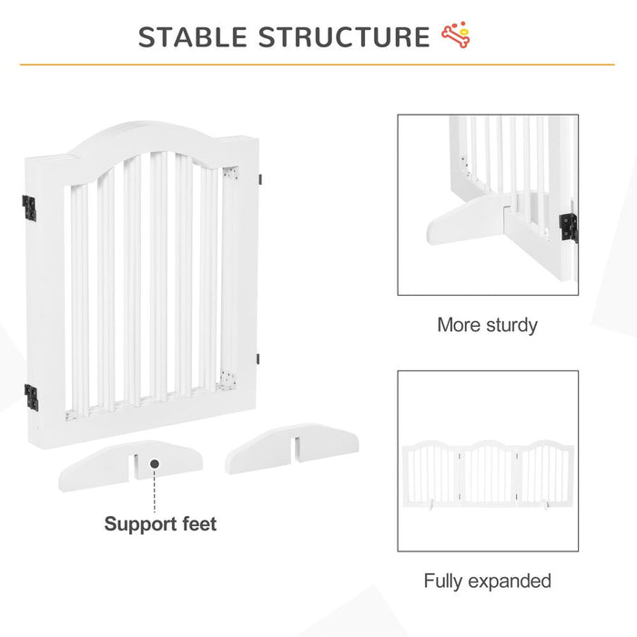 Premium Foldable Dog Gate: 3 Panels, Freestanding, Sturdy Wood, White Fence- Keep Your Pet Safe!