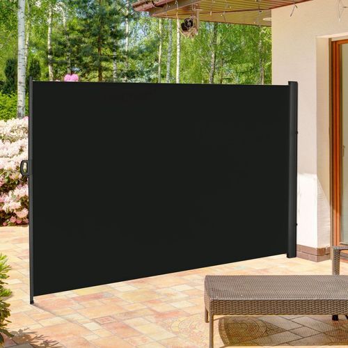 3x2M Retractable Side Awning Screen Fence Patio Privacy Divider Black