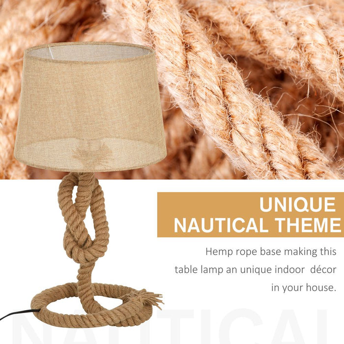 Hemp Rope Linen Shade Table Lamp Beige