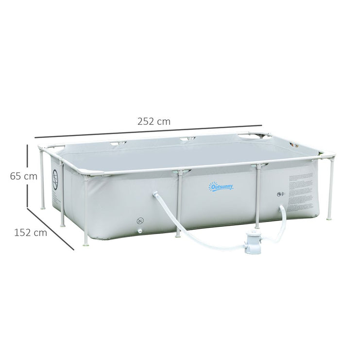 Premium Steel Frame Pool & Filter Pump - Rust Resistant, 252 x 152 x 65cm