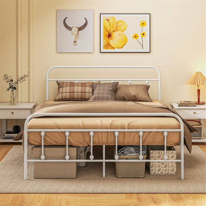 King Size Metal Bed Frame White Steel 156W x 210D x 103Hcm