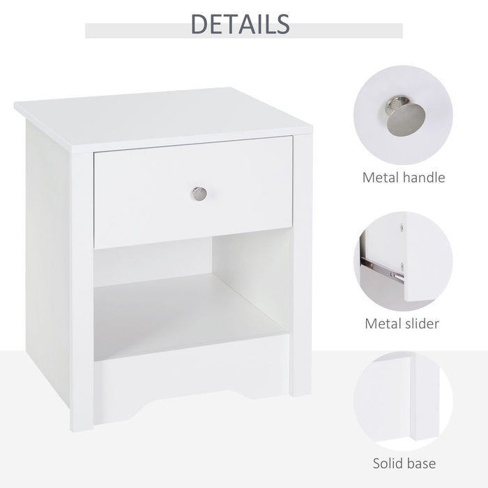 53Wx42.5Dx59H cm Bedside Table-White