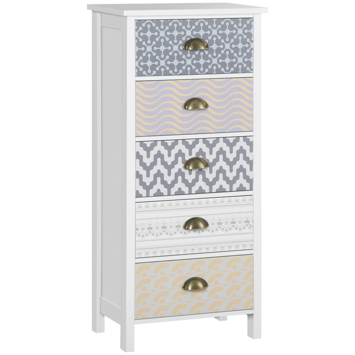 Premium Quality 5-Drawer Tallboy Dresser. Metal Handles, Storage Cabinet. Stylish & Durable. Perfect for Any Room!