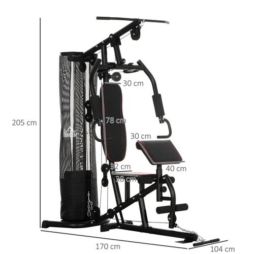 HOMCOM Multi Gym Fitness Equipment Exercise Machine with 45Kg Weight Stack