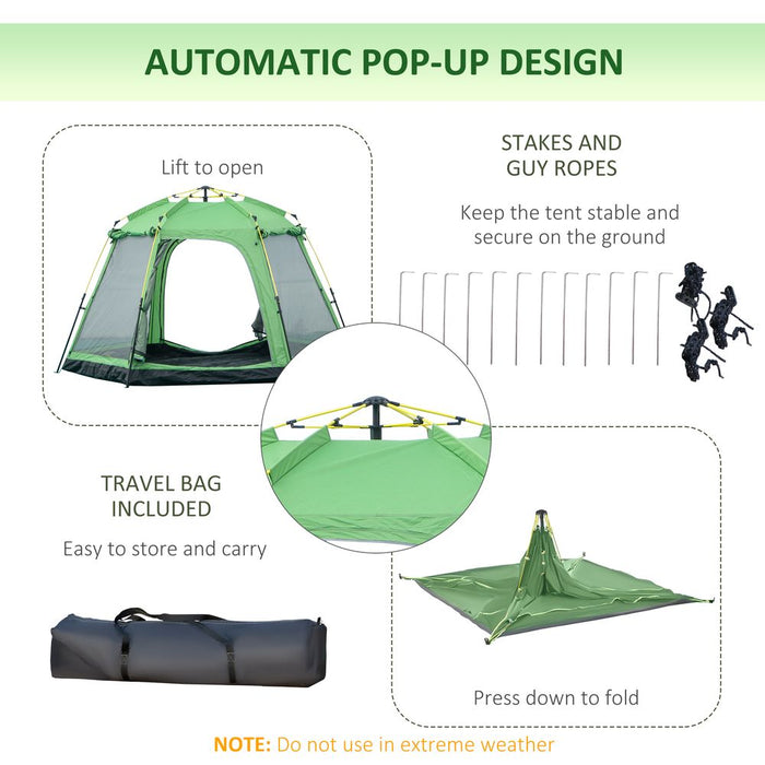 Outsunny 6P Camping Tent | 2-Tier Pop-up Design | Portable Carry Bag | Ideal for Family & Friends