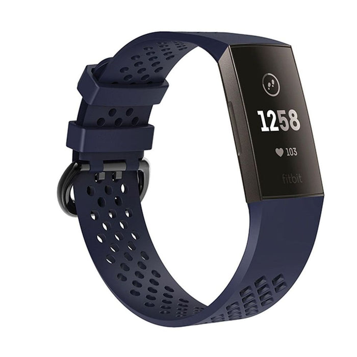 Premium Navy Silicone Strap Band for Fitbit Charge 3 - Small Size