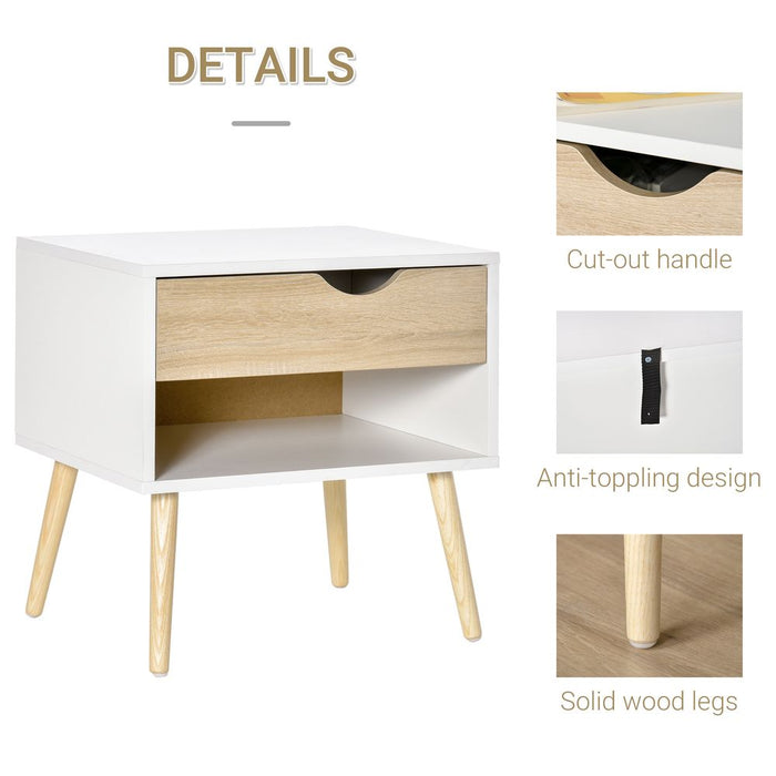 Modern Bedside Table: Drawer + Shelf, Nightstand, End Table