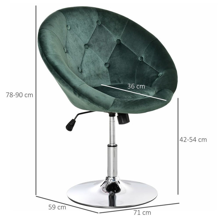 HOMCOM Swivel Tub Chair: Green, Adjustable, Armless, High-Quality Dining Stool