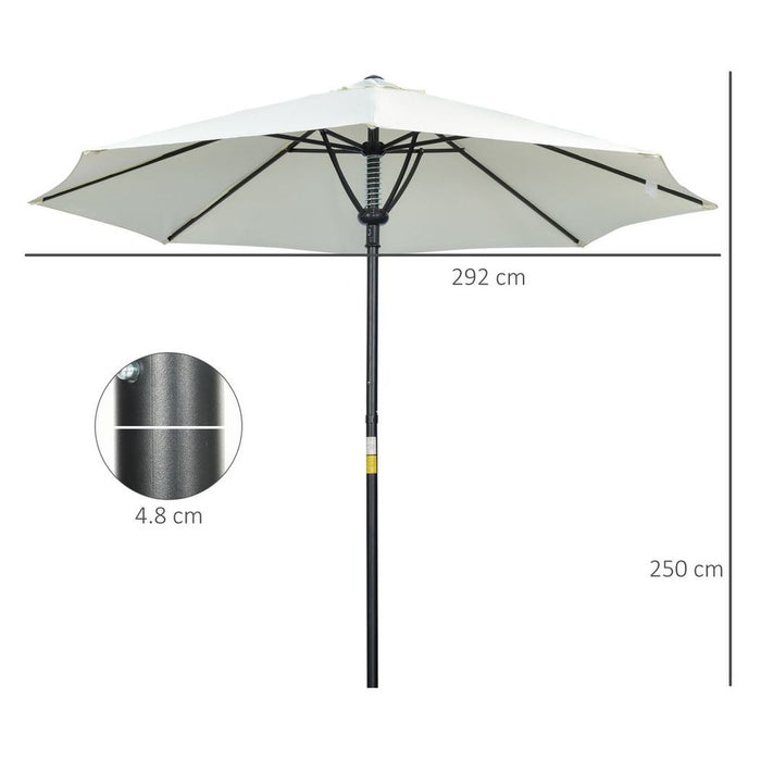 Outsunny Market Table Umbrella - Cream, Sun Shade, 8 Ribs, High Quality