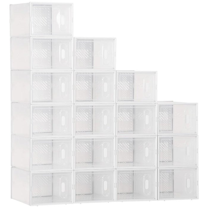 18PCS Clear Shoe Box, Plastic UK/EU Size 8.5/43, 25 x 35 x 19cm