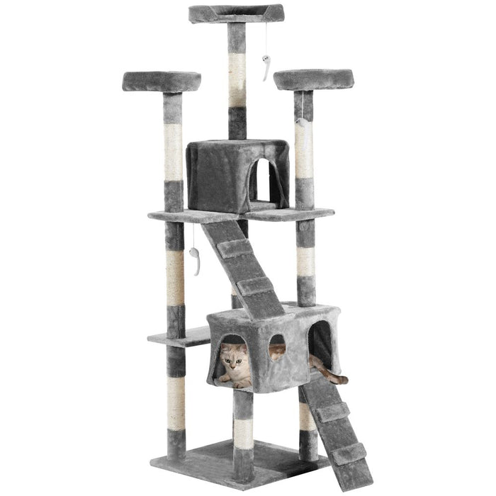 PawHut Cat Tree - Activity Centre, Scratcher, Condo, Toy Bed - High-Quality, For Happy Cats