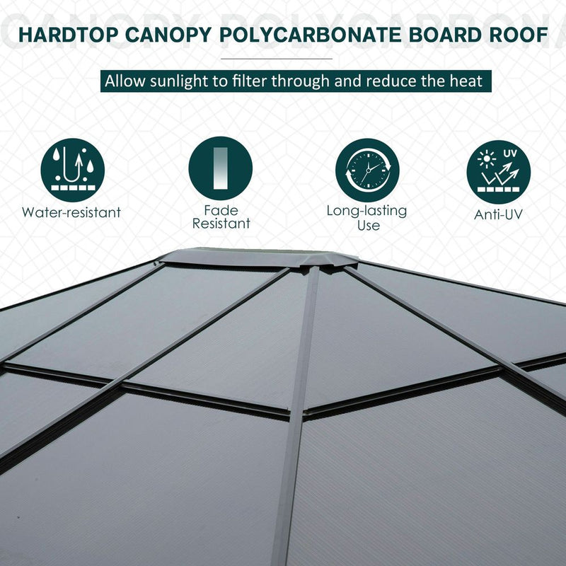 3.6m x 3m Outdoor Aluminium Alloy Gazebo w/ LED Solar Lights Beige