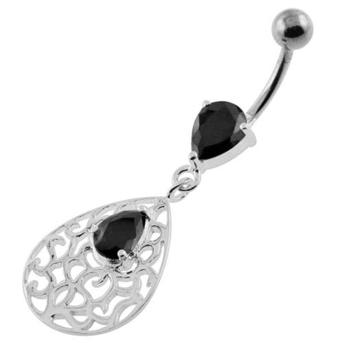 Jeweled Tear Drop Pattern belly piercing