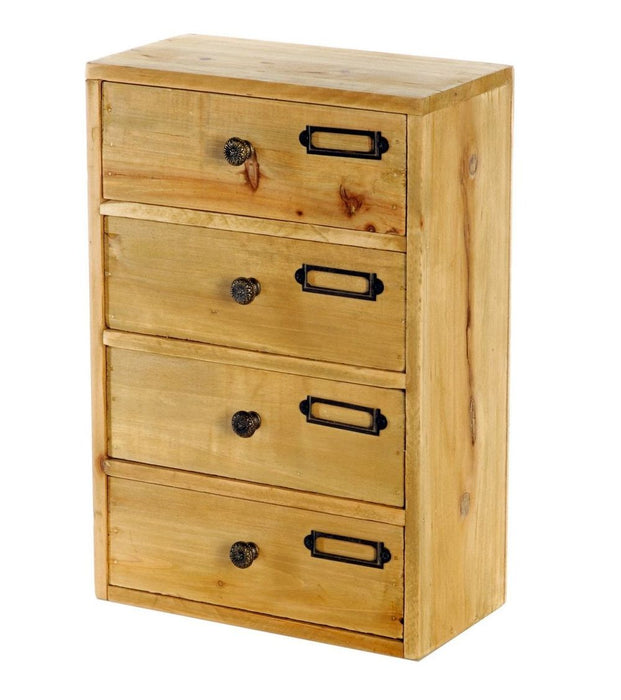 Premium 4 Drawer Wooden Storage - 23x13x34cm