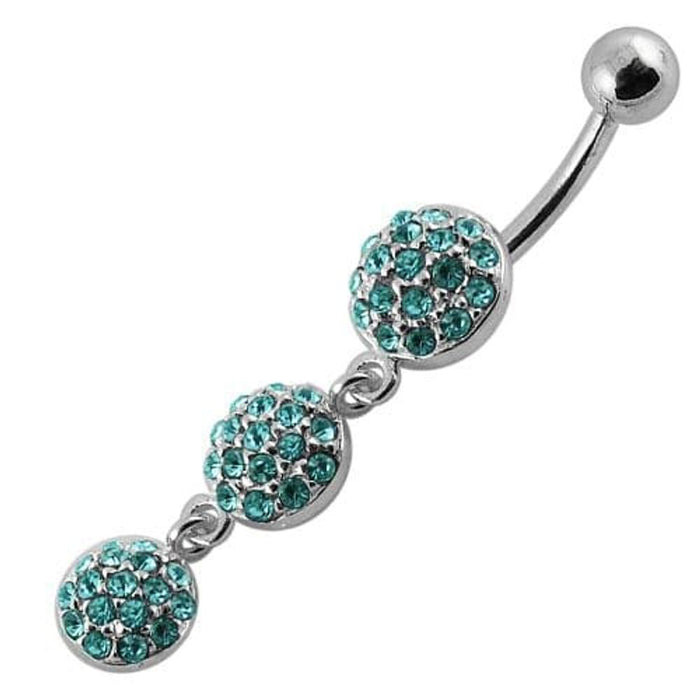 Fancy triple ball  Dangling Belly Ring With Banana Bar