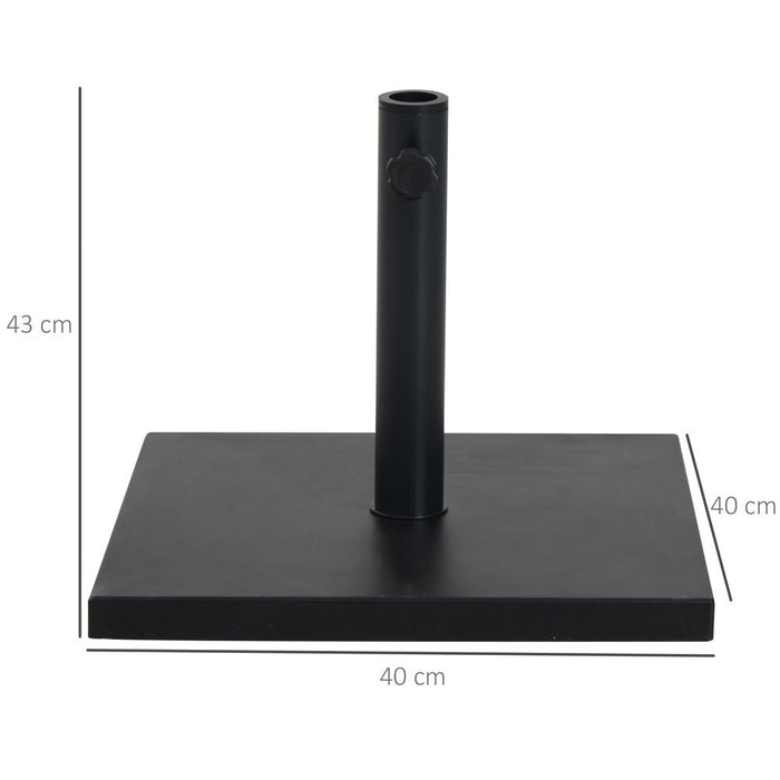 Premium Heavy Duty Black Square Parasol Base - Weatherproof, Easy Assembly, Fits Multiple Pole Sizes