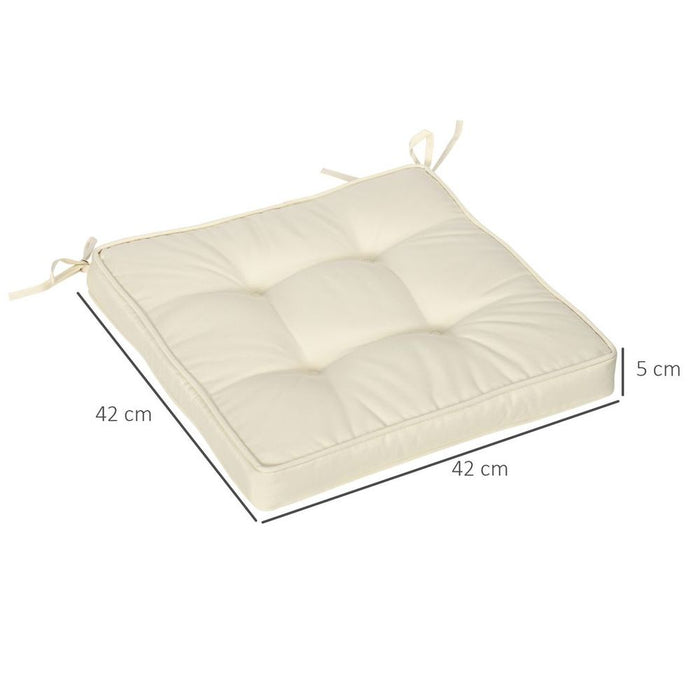 Premium Cream Garden Seat Cushion - Durable & Comfortable - 40 x 40cm - Secure Ties - High Quality