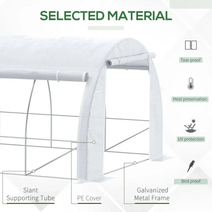 Premium 6x3x2m Poly Greenhouse Tent - Steel Frame - White