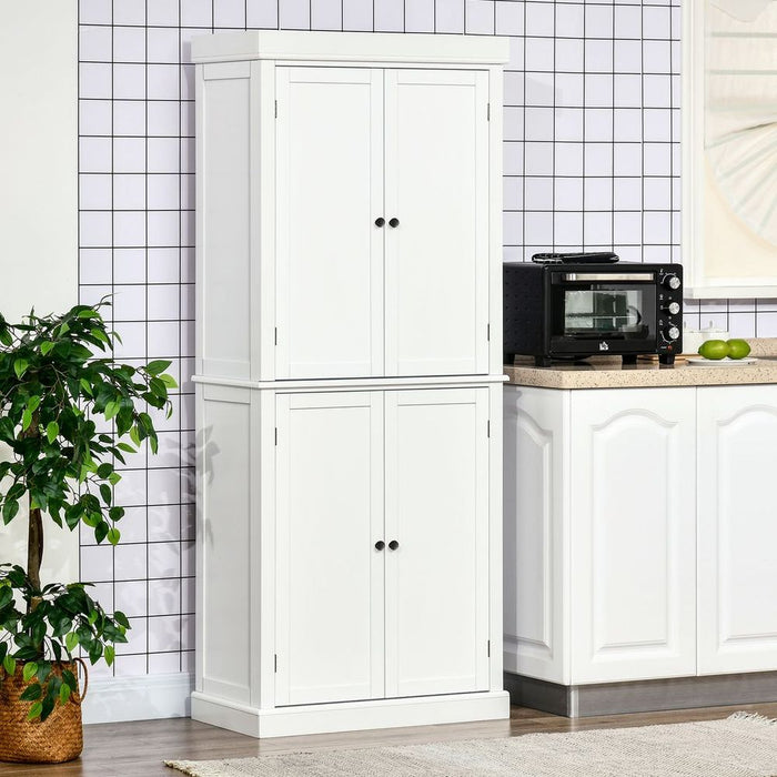 Freestanding Kitchen Cupboard, 6-Tier Cabinet Organizer w/ 4 Adjustable, White