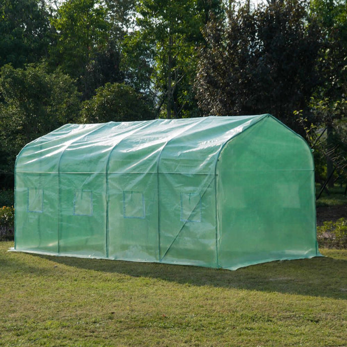 Garden Polytunnel Walk-in Greenhouse Round Gable Top Window Heat Shed