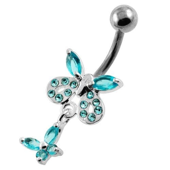 Jeweled Tiny Butterfly Belly Button Piercing