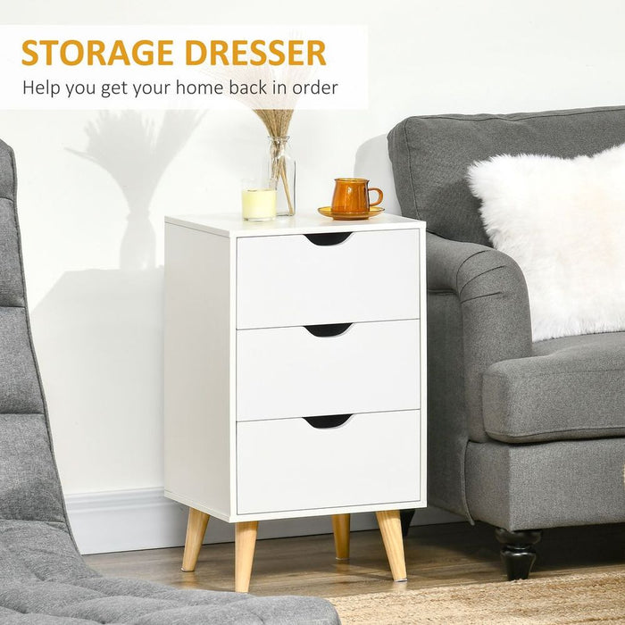 HOMCOM 3-Drawer Storage Chest - Stylish & Sturdy - Bedroom & Living Room Furniture