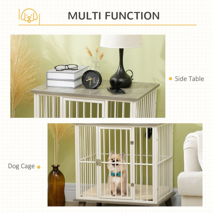 PawHut Dog Crate Furniture, Indoor Dog Kennel Side End Table, 64.5x48x70.5 cm