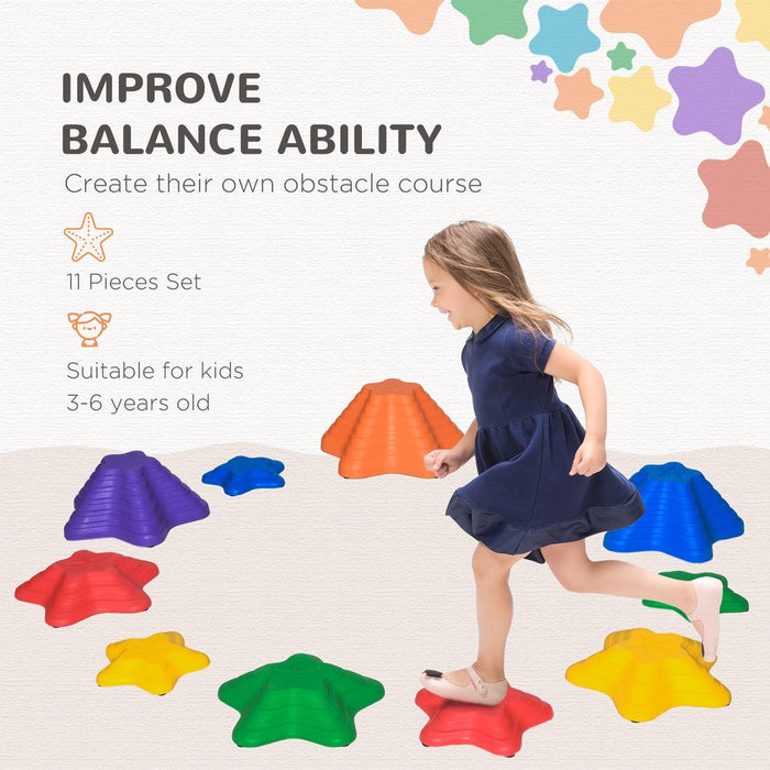 11-Piece Balance Stepping Stones | Non-SlipObstacle Course for Kids | Improve Coordination