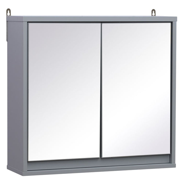 Premium Wall-Mounted Mirror Cabinet: Grey Bathroom Storage Shelf, High-Quality