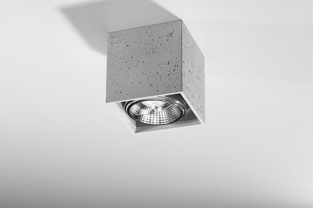 Ceiling Lamp VALDE Concrete Square Shape Loft Design Grey Modern GU10 LED